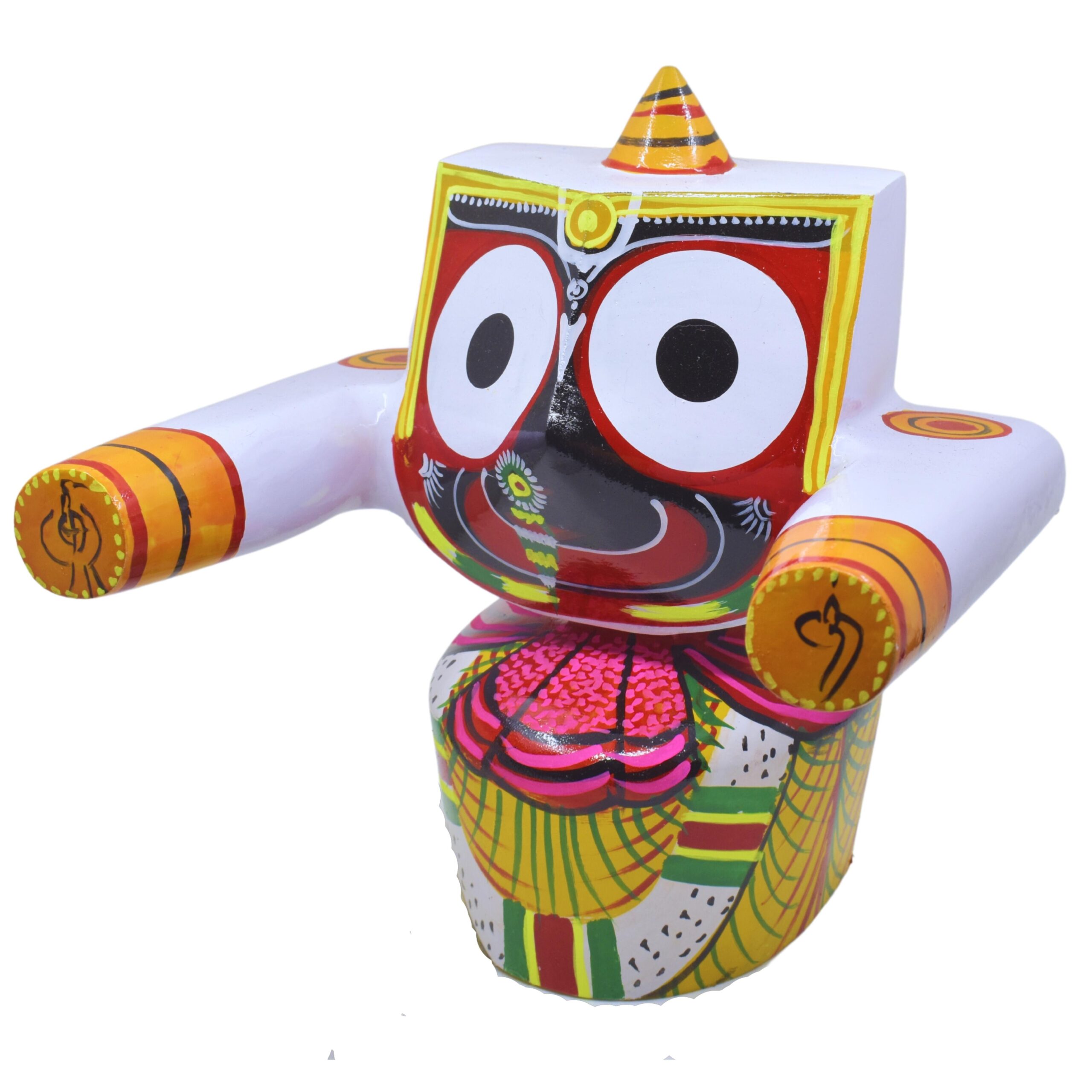 10 Inch (25 cm) Shree Jagannath Patitapabana Wooden Idol with Sudarshan – Multicolour Puri Style