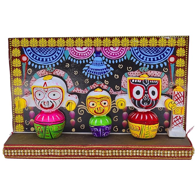 Multicolor Shree Jagannath Ceramic Idol Set – Compact Puja & Car Dashboard Murti (Pack of 1)