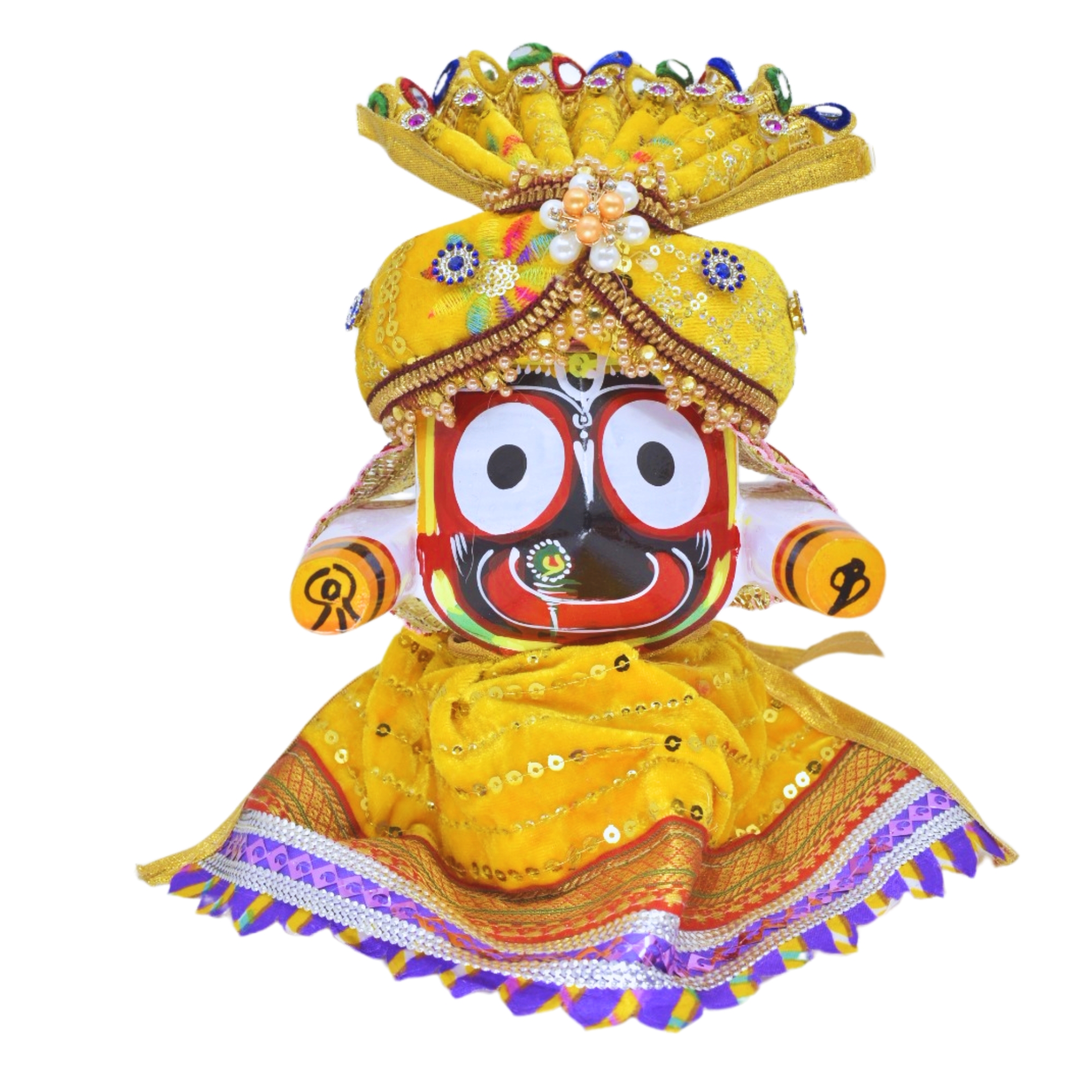 6" Neem Wood Jagannath Trinity Set – Poshak Dress | Singhara Vesa | Multicolor
