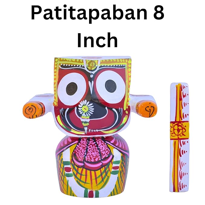 Handcrafted Neem Wood Patitapabana Mahaprabhu Idol – 8 Inch | Puri Traditional Style