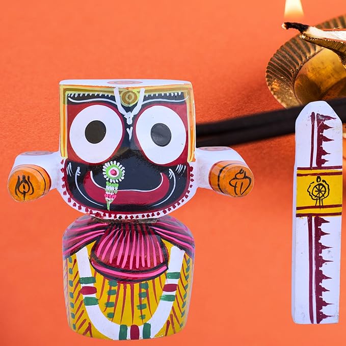 Handcrafted Neem Wood Patitapabana Mahaprabhu Idol – 8 Inch | Puri Traditional Style