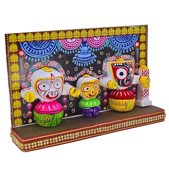 Multicolor Shree Jagannath Ceramic Idol Set – Compact Puja & Car Dashboard Murti (Pack of 1)