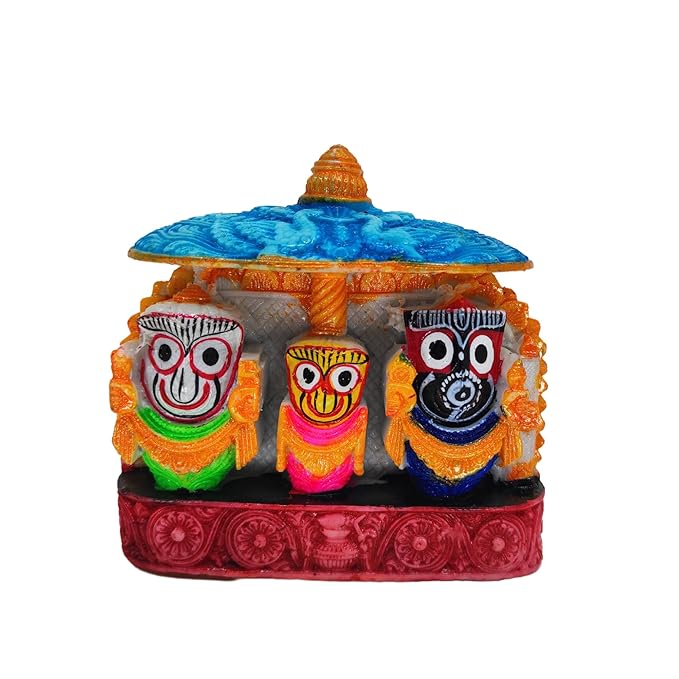 Jagannath World Idol of Lord Jagannath Balaram Subhadra 4 x 4 Inch Multicolour, 1 Piece
