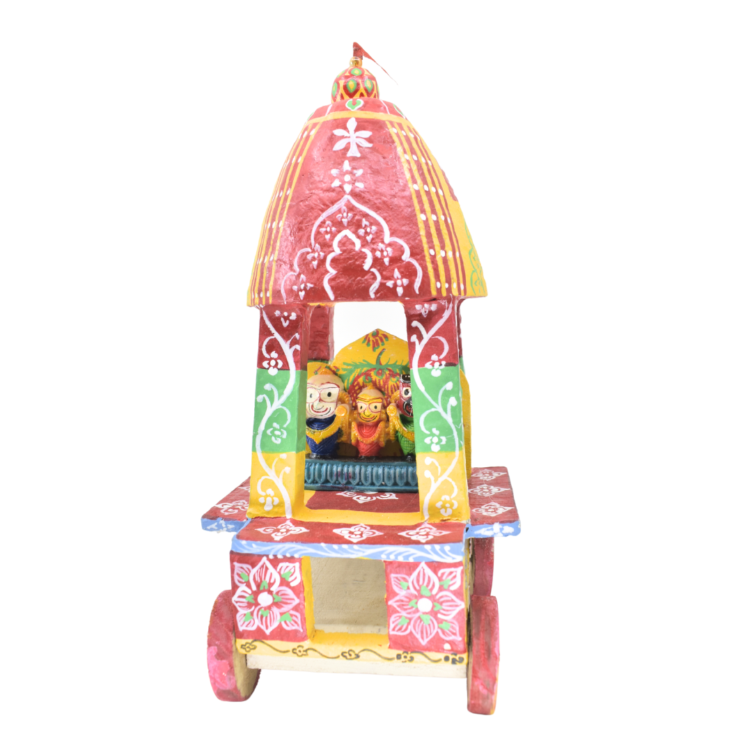11" Jagannath Ratha Set – Wooden Multicolor Chariot