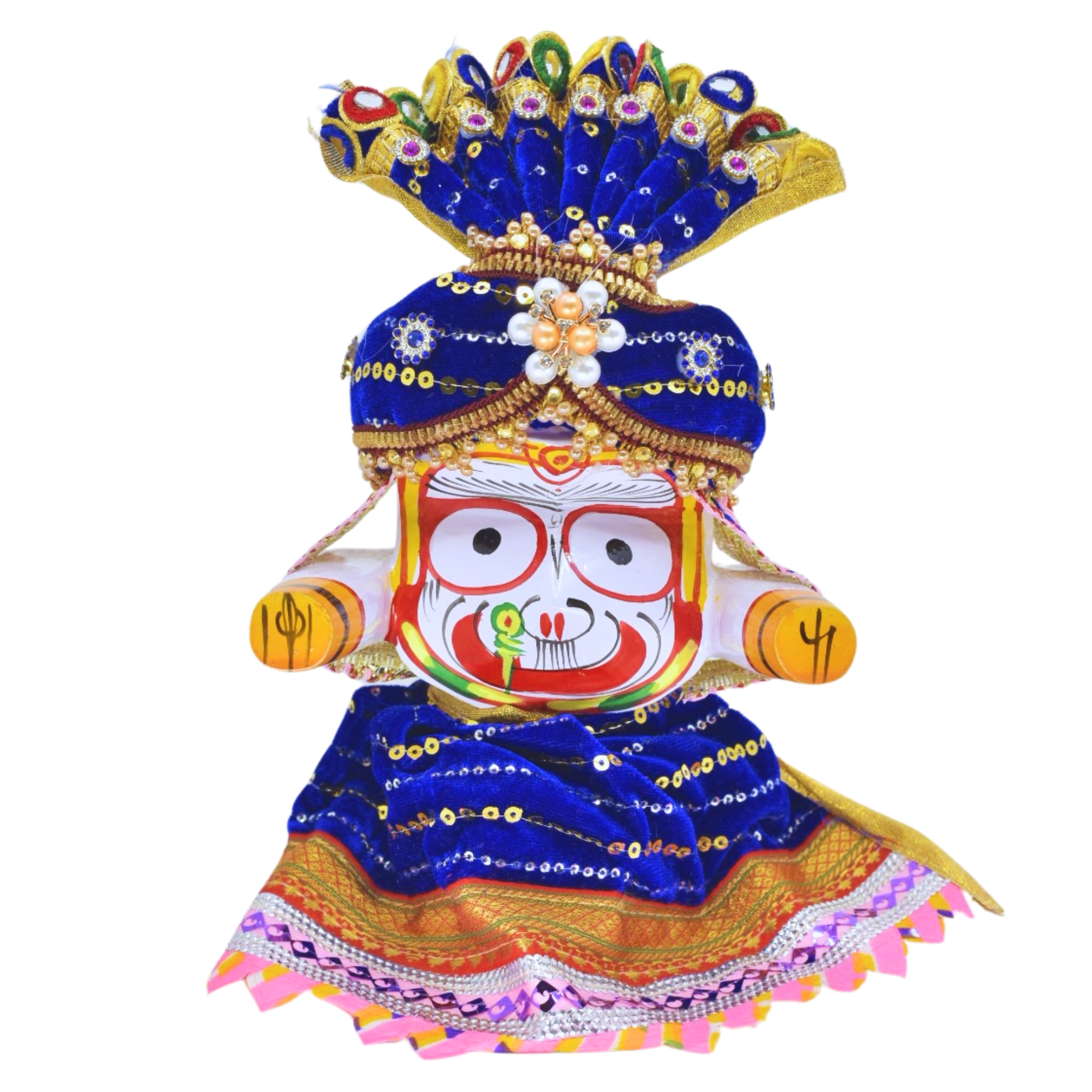 6" Neem Wood Jagannath Trinity Set – Poshak Dress | Singhara Vesa | Multicolor