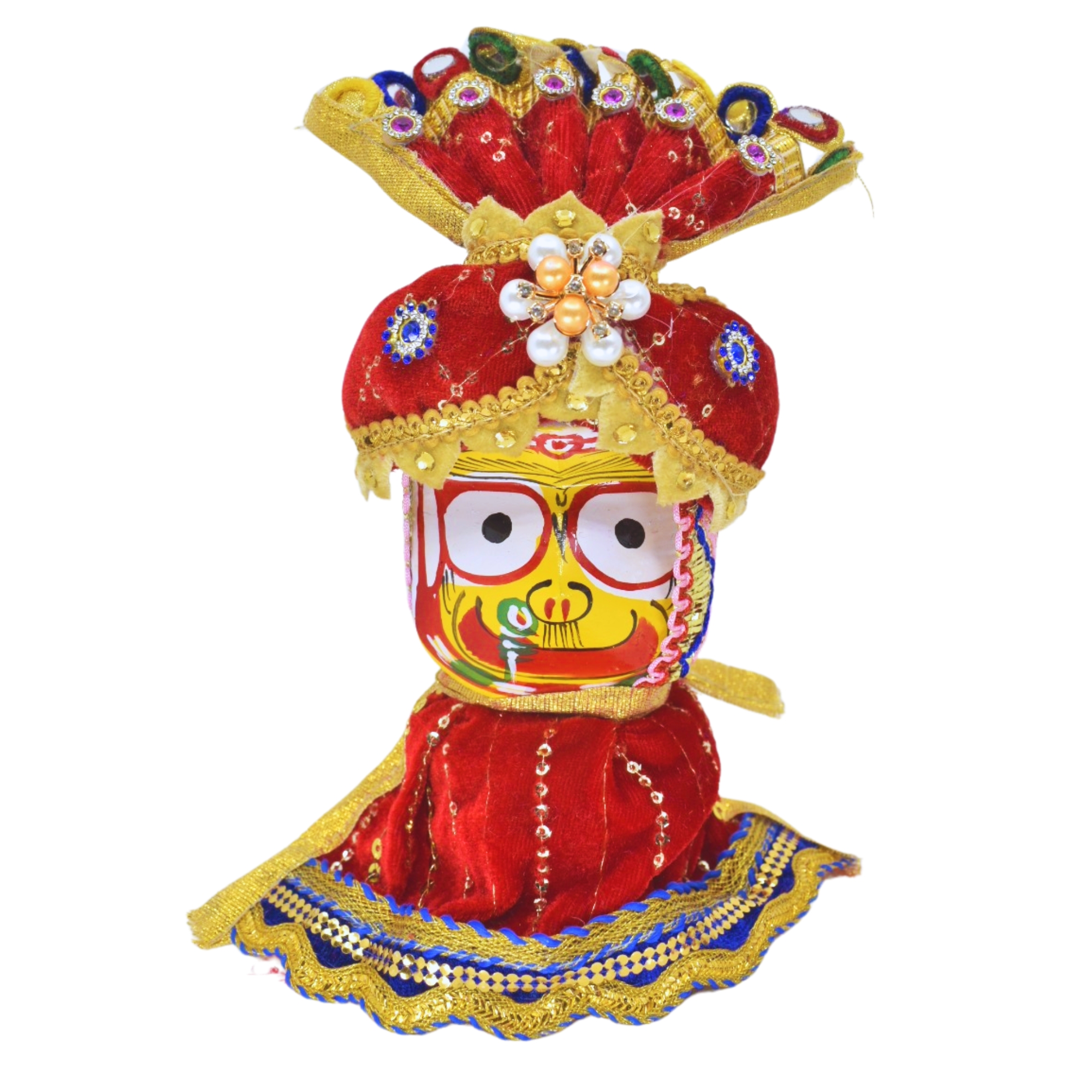 6" Neem Wood Jagannath Trinity Set – Poshak Dress | Singhara Vesa | Multicolor