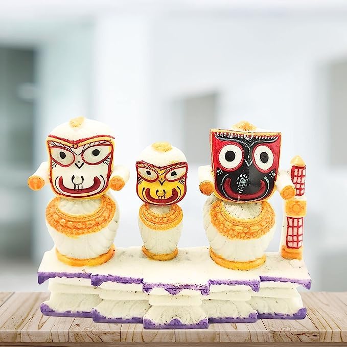 Lord Jagannath Stone Statue|for Home Deocr, Car Dash Board, Puja(5.5 x 4 x1.5) inches,White,Pack of 1