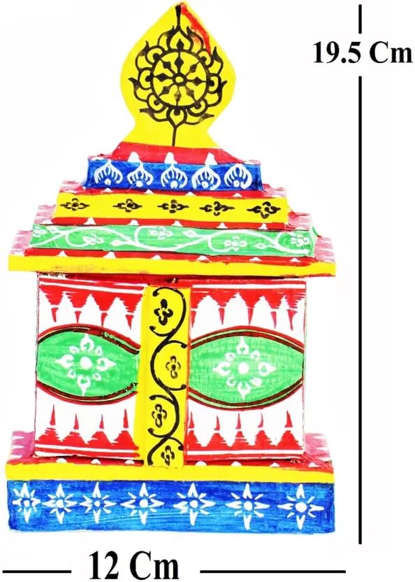 Puri Dham Shree Jagannath Temple Wooden Miniature – 8 Inch Handmade Mandir (20 × 18 × 8 cm)