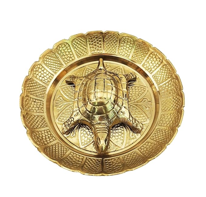 Brass Turtle Vaastu Tortoise on Plate | for Career & Good Luck Gift,Set of 1