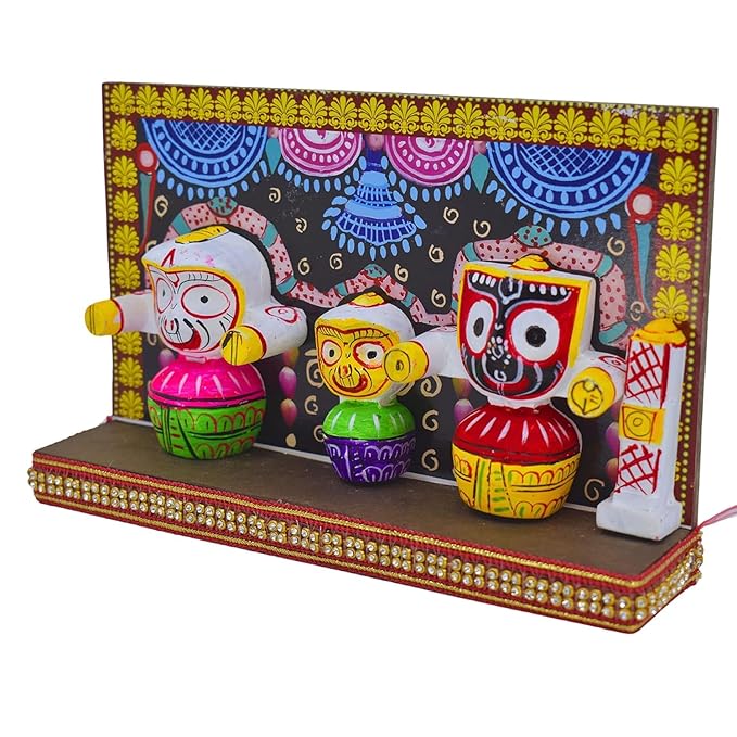 Multicolor Shree Jagannath Ceramic Idol Set – Compact Puja & Car Dashboard Murti (Pack of 1)
