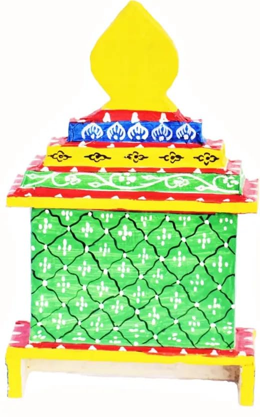 Puri Dham Shree Jagannath Temple Wooden Miniature – 8 Inch Handmade Mandir (20 × 18 × 8 cm)