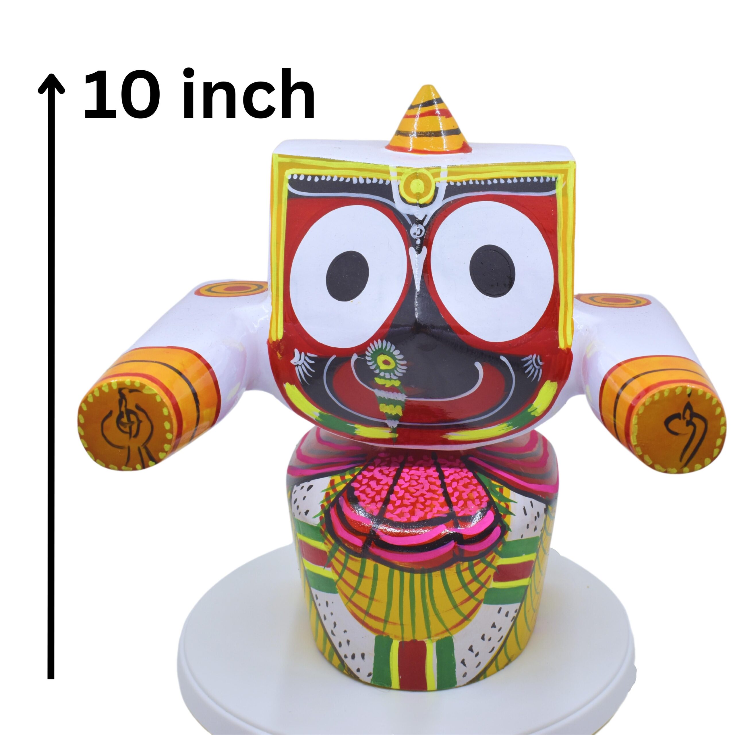 10 Inch (25 cm) Shree Jagannath Patitapabana Wooden Idol with Sudarshan – Multicolour Puri Style
